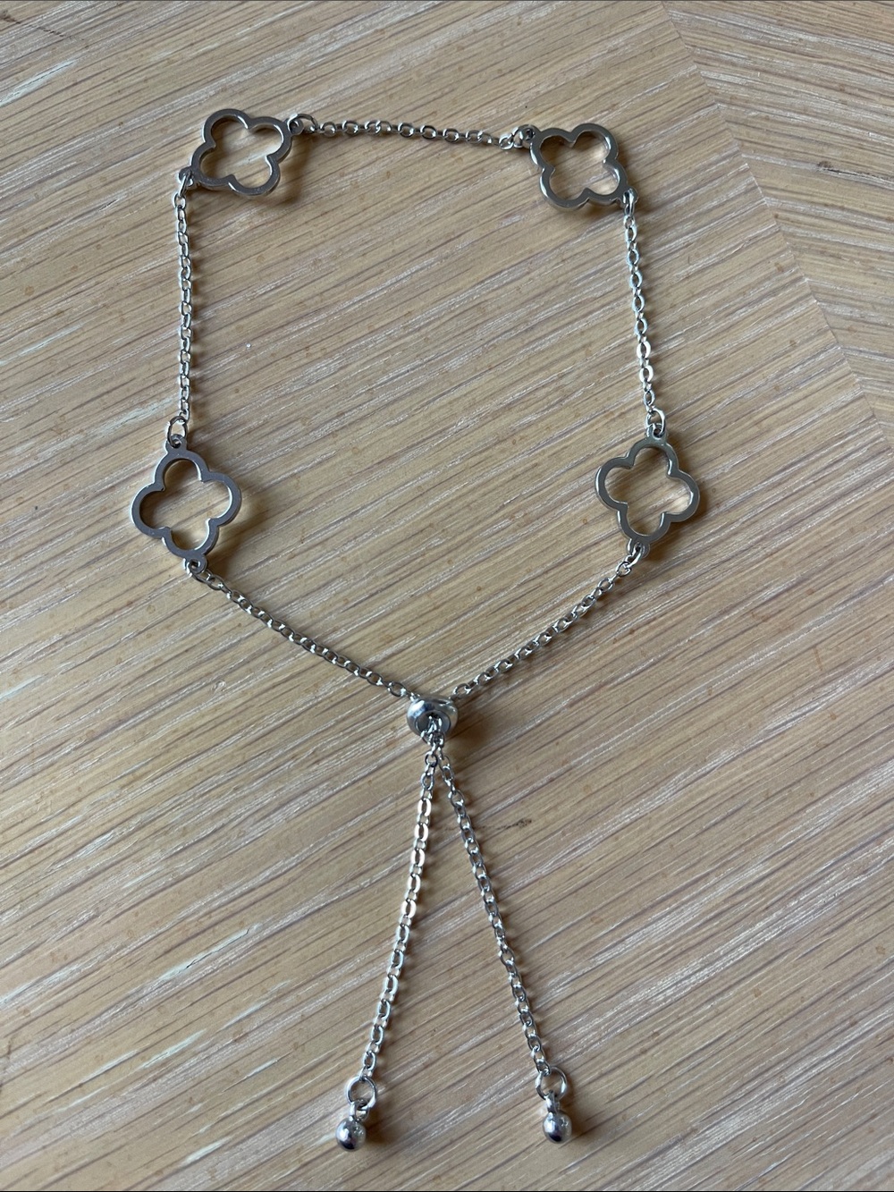 Silver Clover-Link Adjustable bracelet